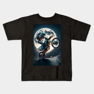 Dirt bike stunt on the moon Kids T-Shirt